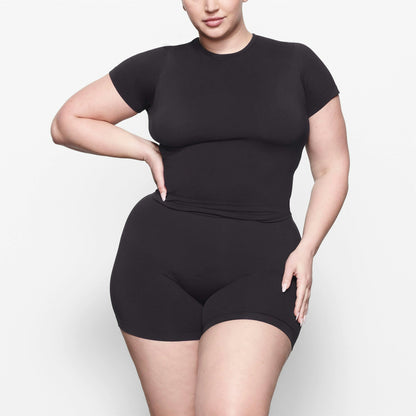 Skims Soft Smoothing Seamless T-Shirt Onyx
