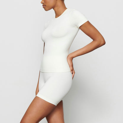Skims Soft Smoothing Seamless T-Shirt Marble