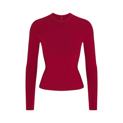 Skims Cotton Jersey Long Sleeve T-Shirt Brick
