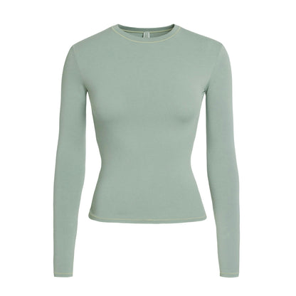 Skims Cotton Jersey Long Sleeve T-Shirt Mineral