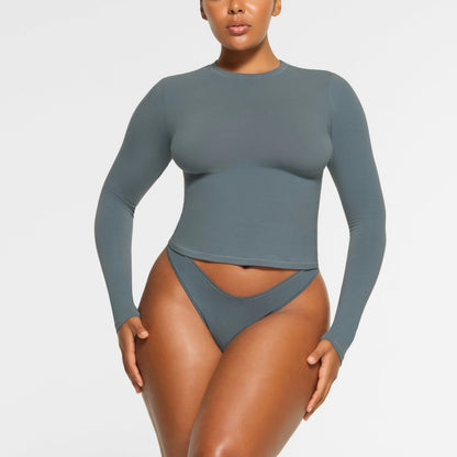 Skims Cotton Jersey Long Sleeve T-Shirt Kyanite