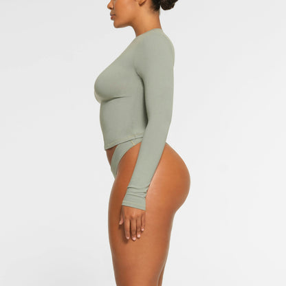 Skims Cotton Jersey Long Sleeve T-Shirt Mineral