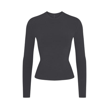 Skims Cotton Jersey Long Sleeve T-Shirt Soot