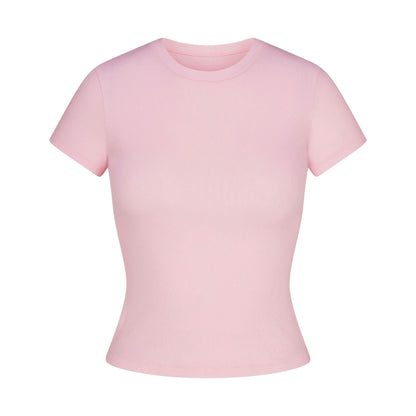 Skims Cotton Rib T-Shirt Cherry Blossom