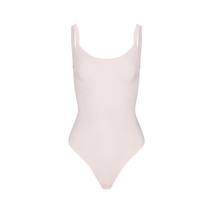 Skims Cotton Jersey Scoop Neck Bodysuit Barely Pink