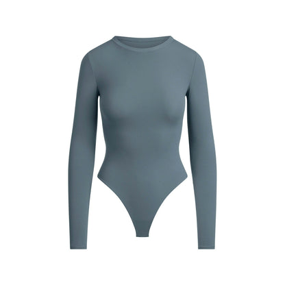 Skims Fits Everybody Long Sleeve Crew Neck Bodysuit Zircon