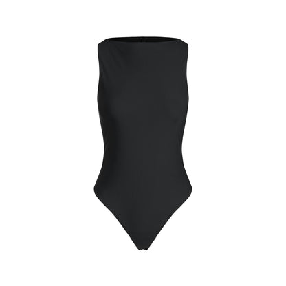 Skims Cling Matte Boatneck Bodysuit Obsidian