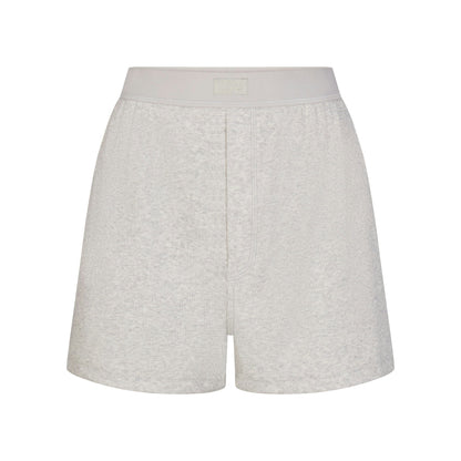 Skims Cotton Rib Loose Boxer Light Heather Grey
