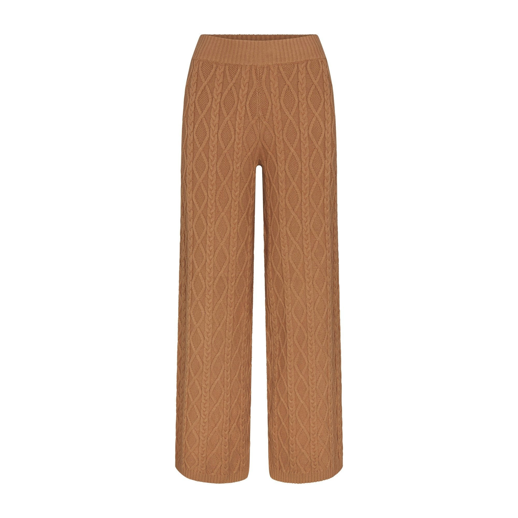 Skims Sweater Knits Cable Knit Straight Leg Pant Dark Honey