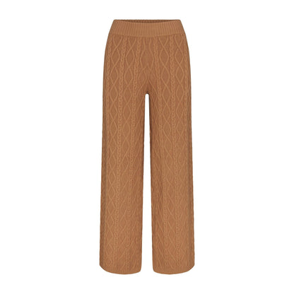 Skims Sweater Knits Cable Knit Straight Leg Pant Dark Honey