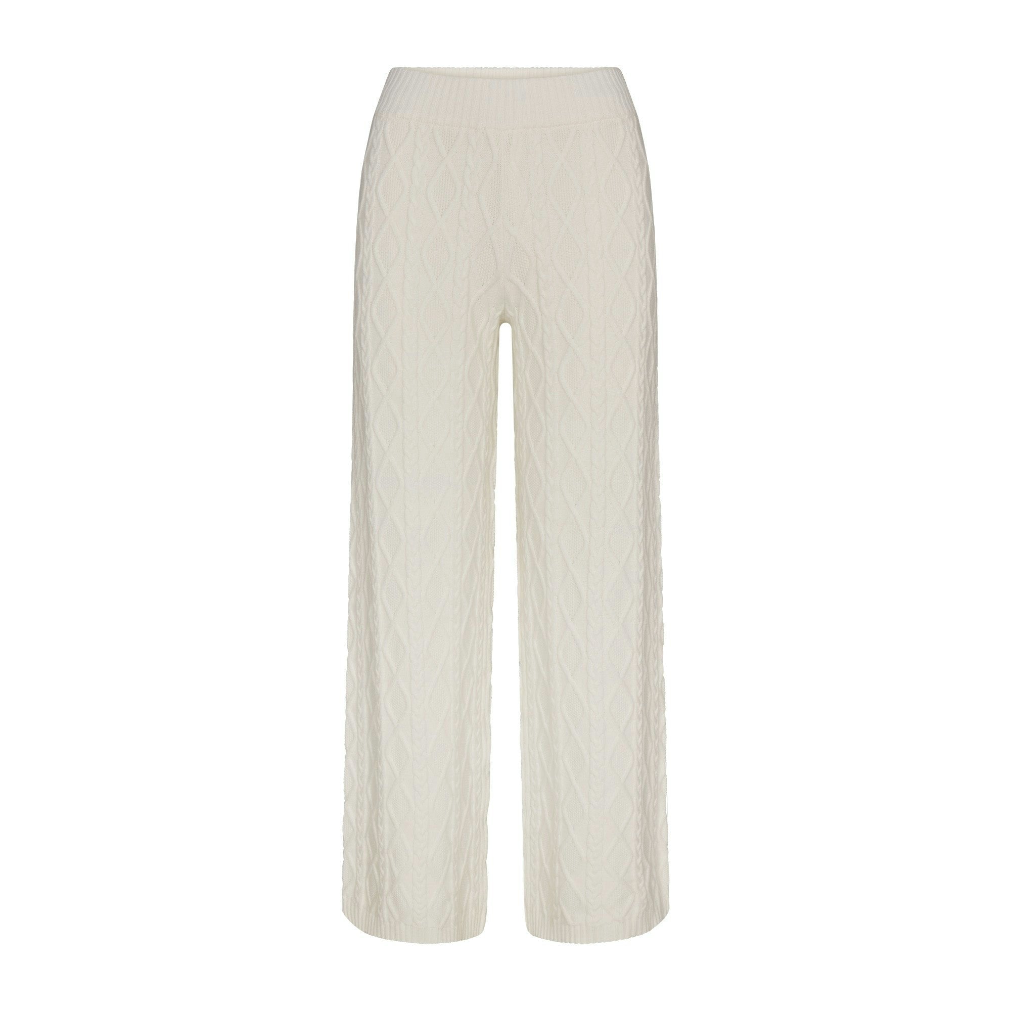 Skims Sweater Knits Cable Knit Straight Leg Pant Ivory