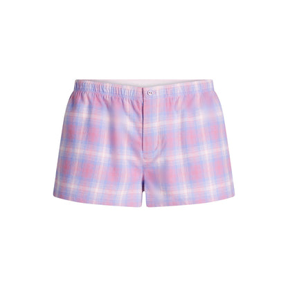 Skims Flannel Sleep Cheeky Boxer Cotton Candy Plaid