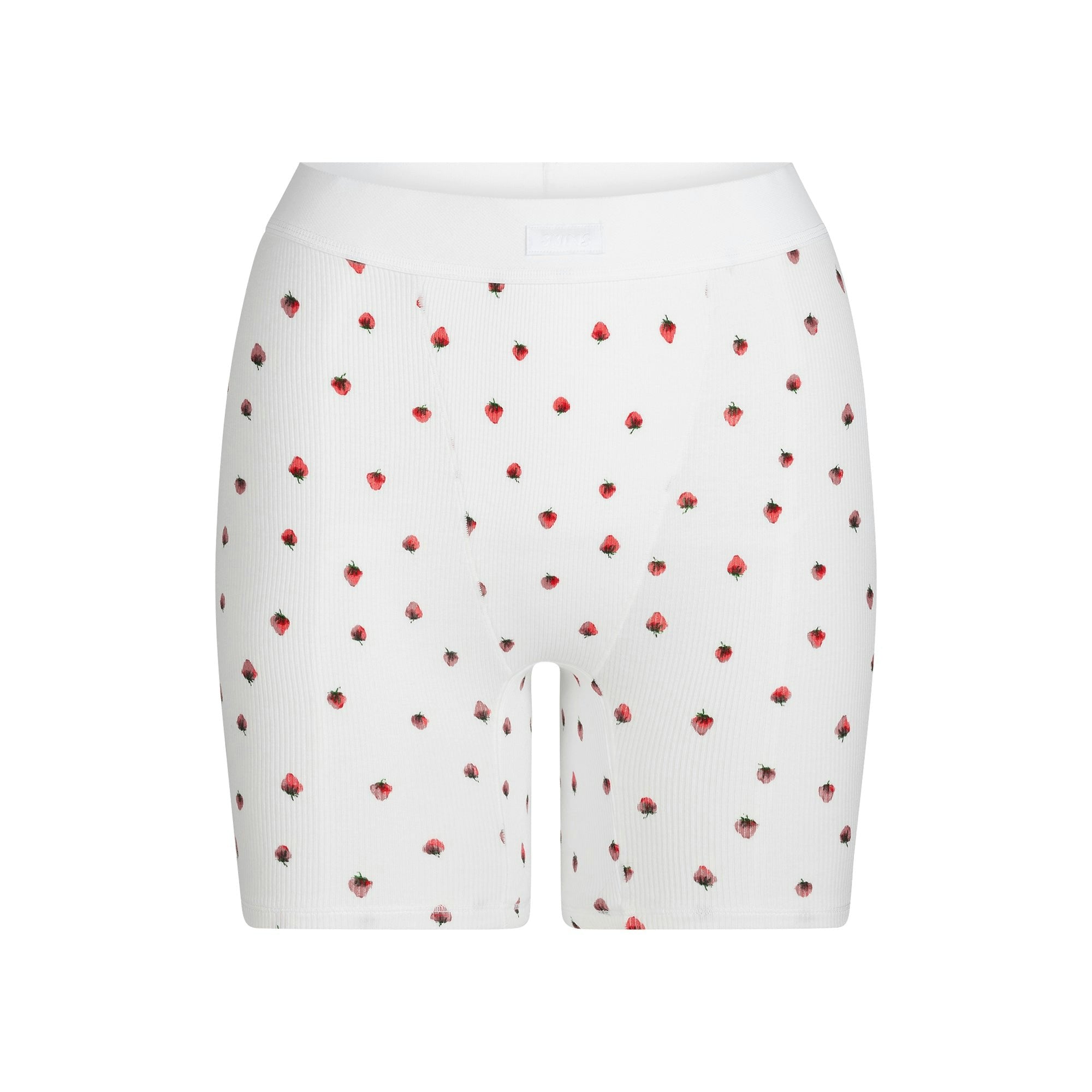 Skims Cotton Rib Boxer Snow Strawberry Print