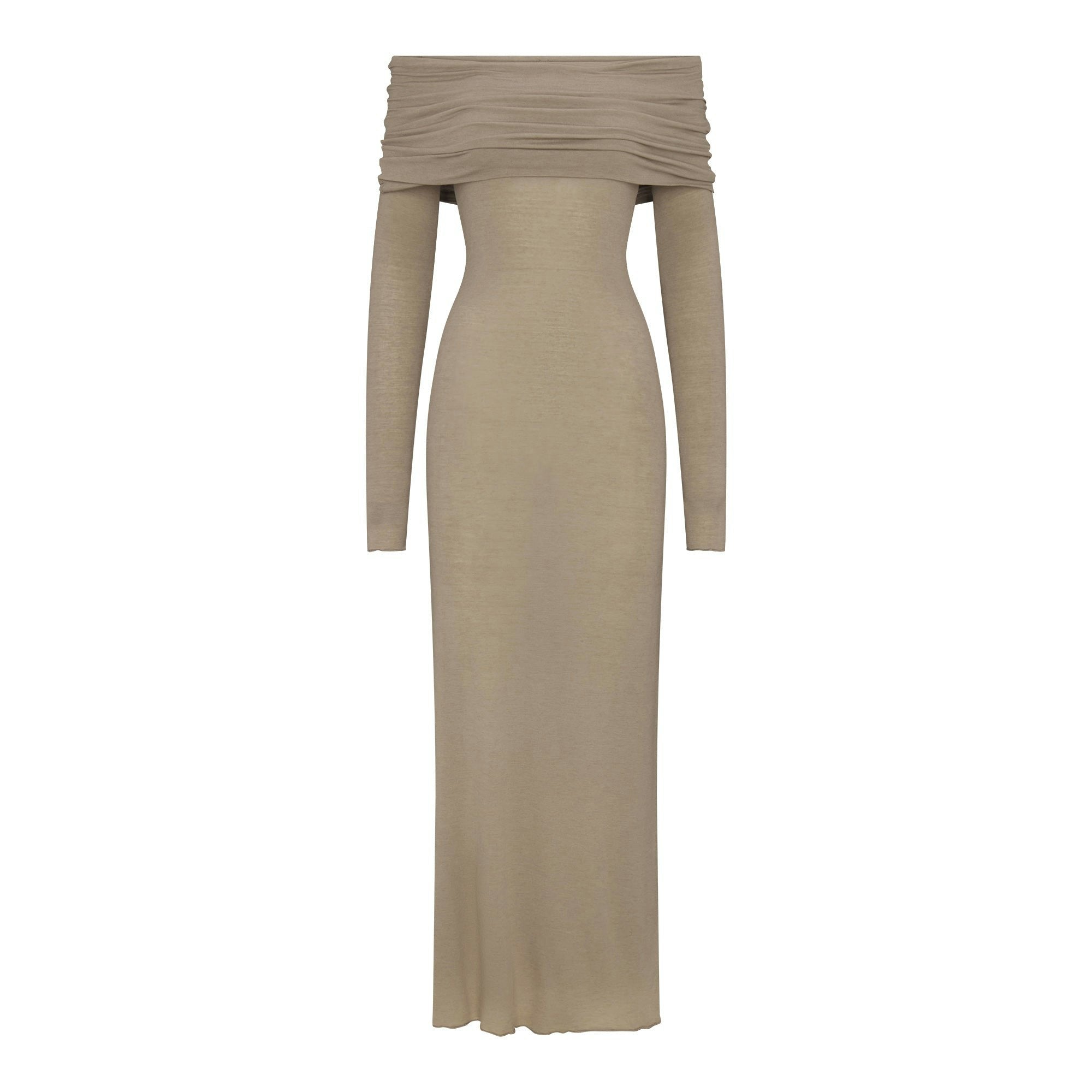 SHEER MODAL OFF THE SHOULDER LONG DRESS