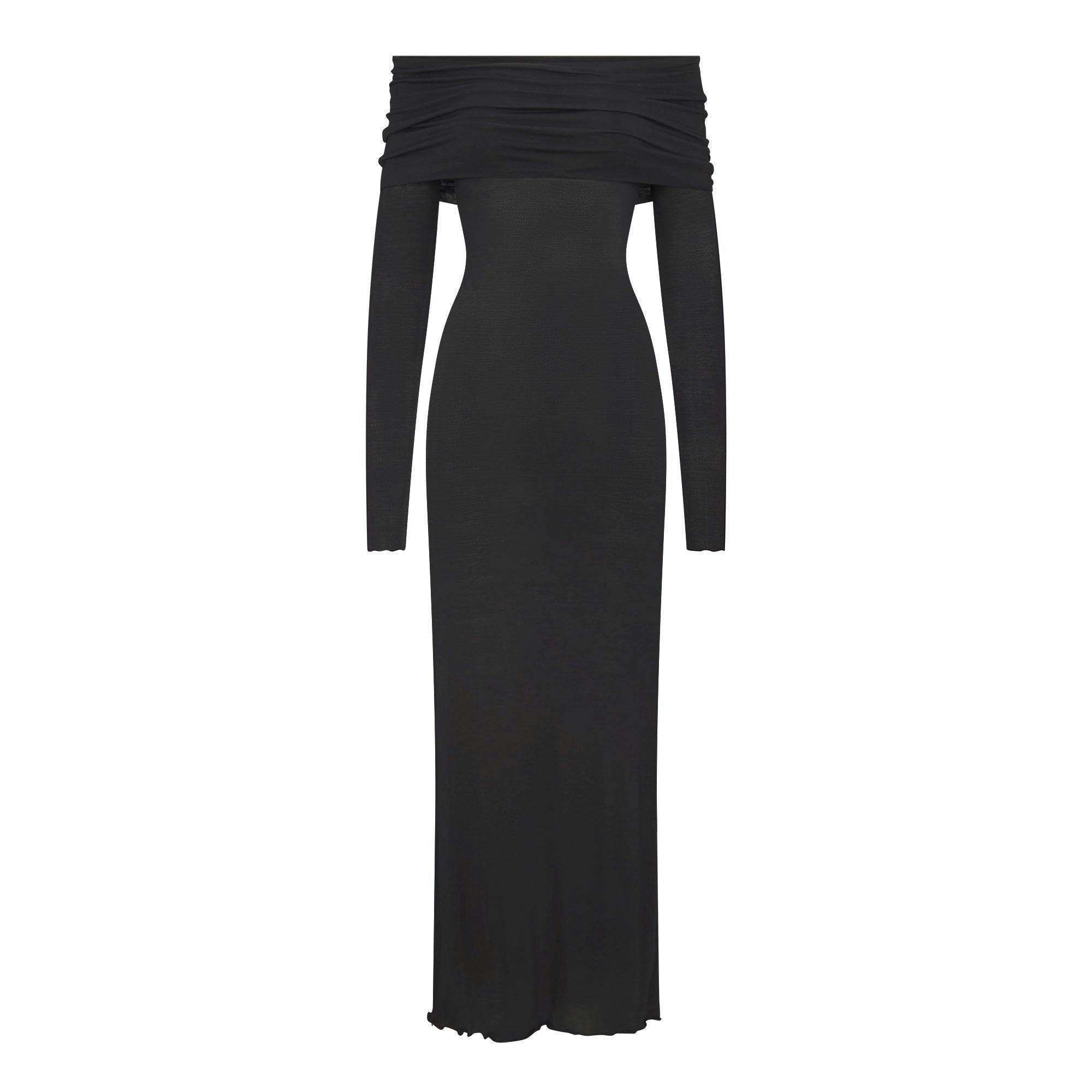 SHEER MODAL OFF THE SHOULDER LONG DRESS