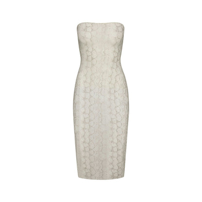 Skims Milky Sheer Midi Tube Dress Stone Pastel Snake Print