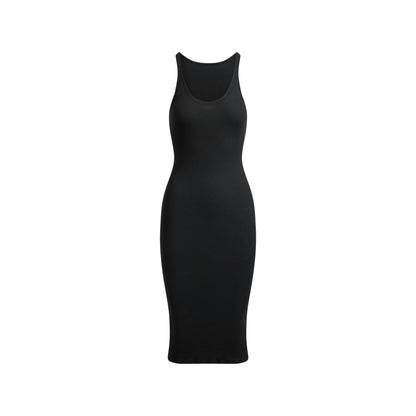 Skims Cotton Rib Tank Midi Dress Soot