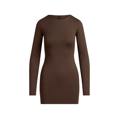 Skims Smooth Layers Crewneck Mini Dress Espresso