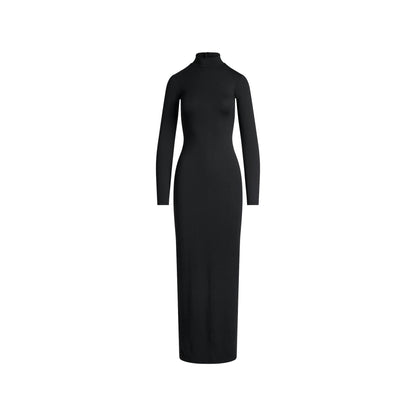Skims Smooth Layers Turtleneck Long Dress Obsidian