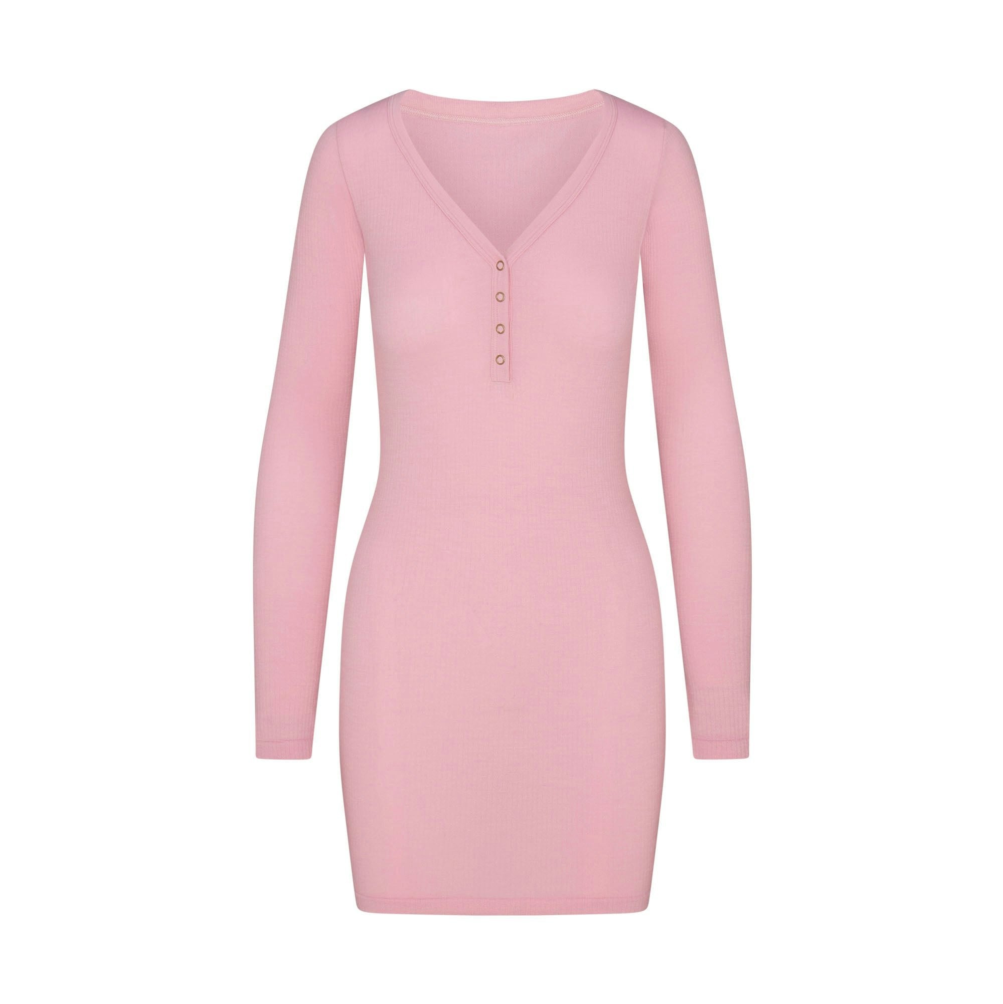 Skims Wool Rib Henley Dress Halite