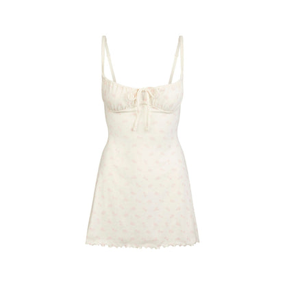 Skims Logo Pointelle Mini Dress Marble Halite Floral Print