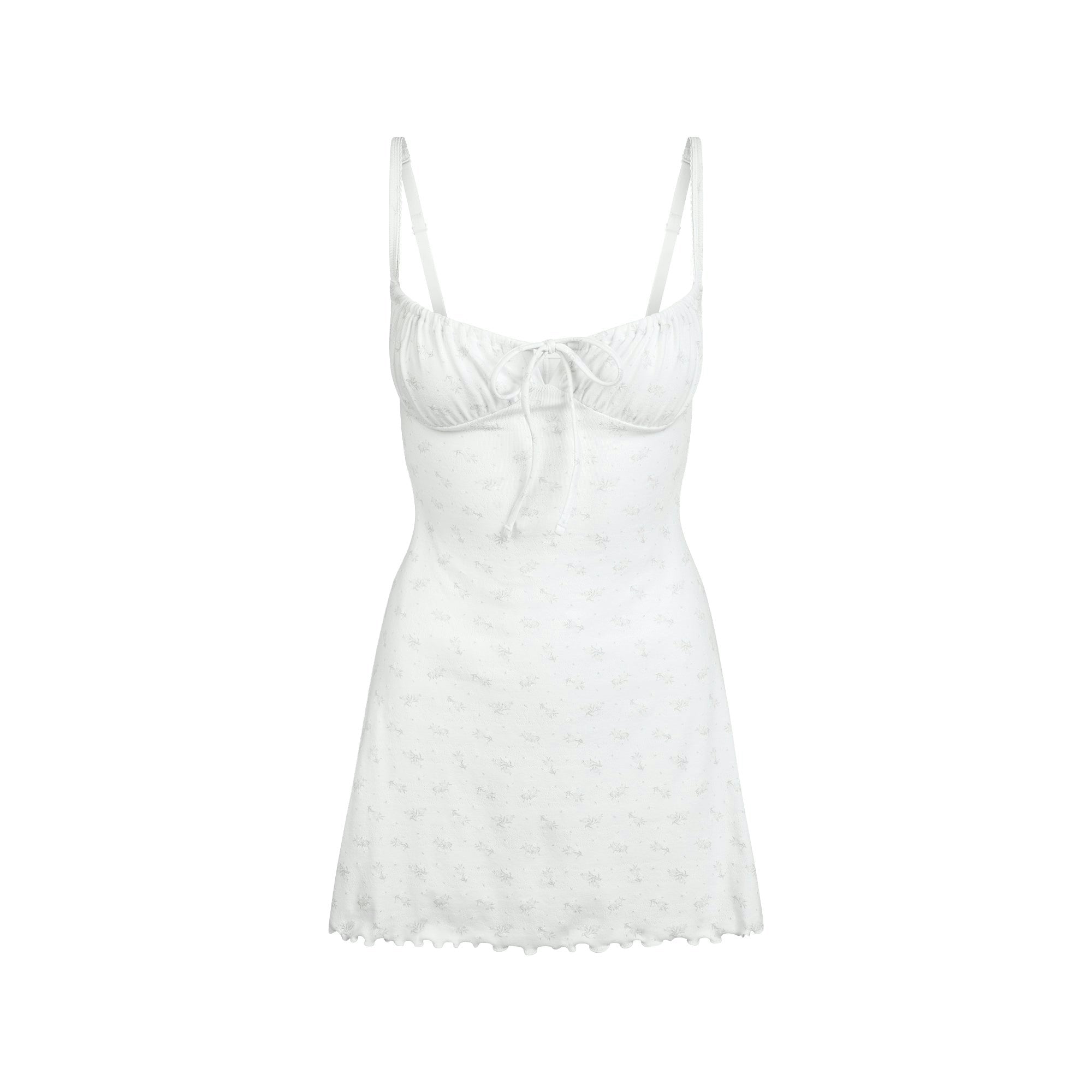 Skims Logo Pointelle Mini Dress Pacific Floral Print