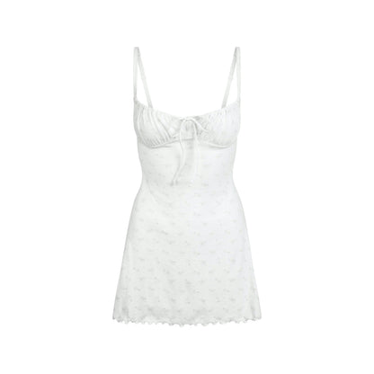 Skims Logo Pointelle Mini Dress Pacific Floral Print