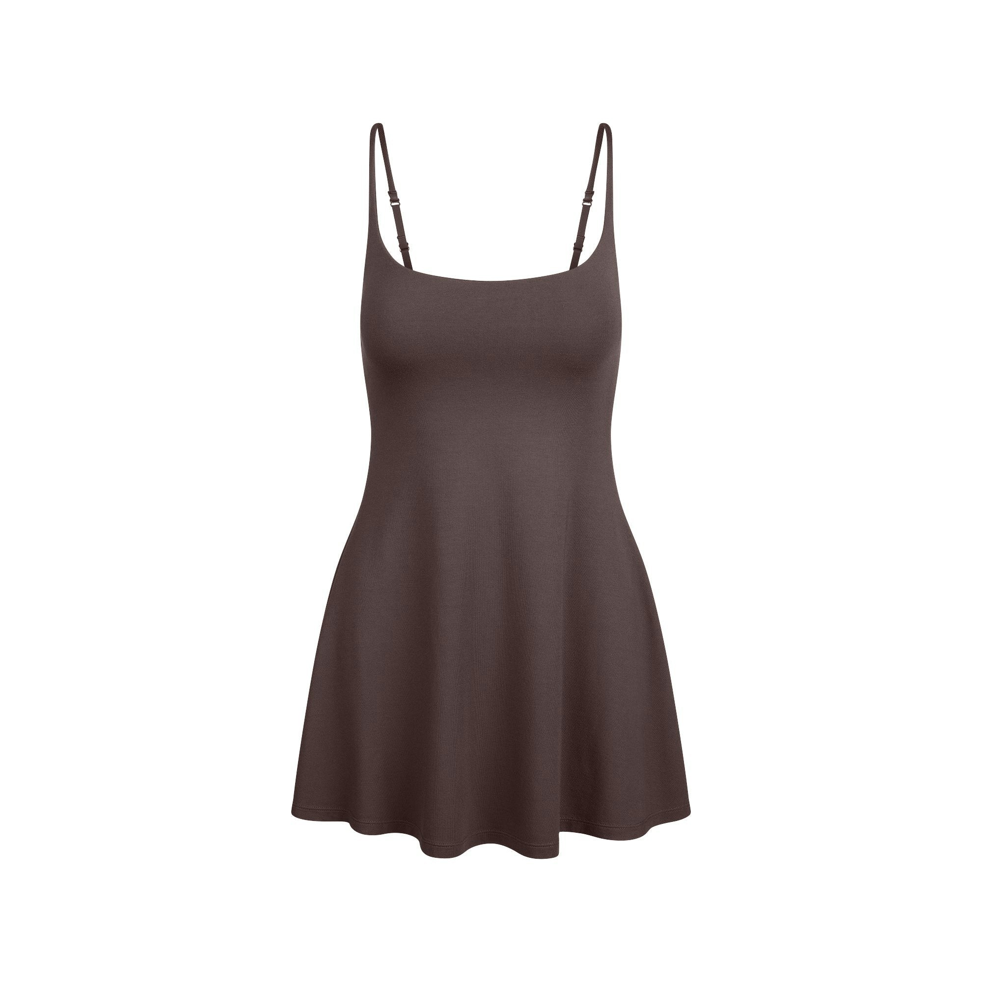 Skims Smooth Layers Scoop Neck Mini Dress Raisin