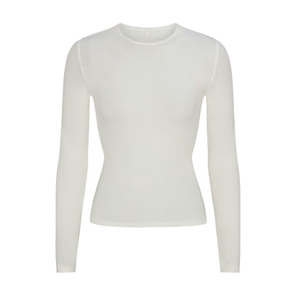 Skims Drop Needle Pointelle Long Sleeve Top Marble