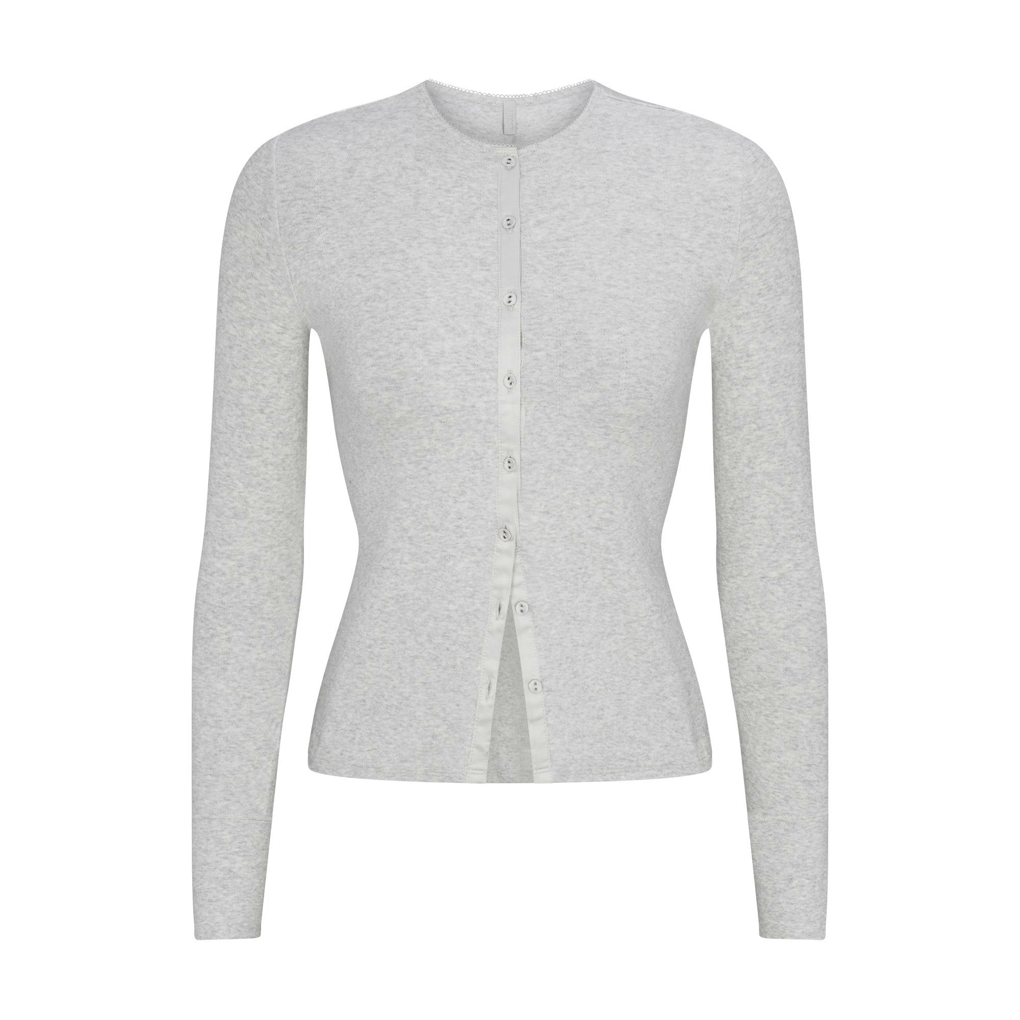 DROP NEEDLE POINTELLE LONG SLEEVE CARDIGAN