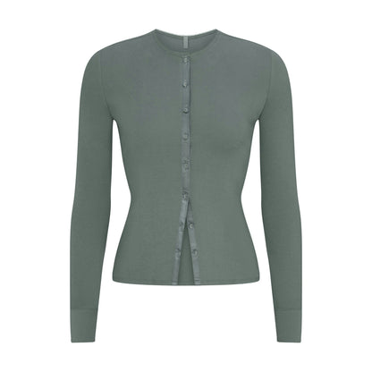 DROP NEEDLE POINTELLE LONG SLEEVE CARDIGAN