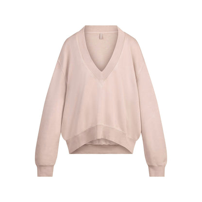 BOYFRIEND FLEECE V NECK PULLOVER