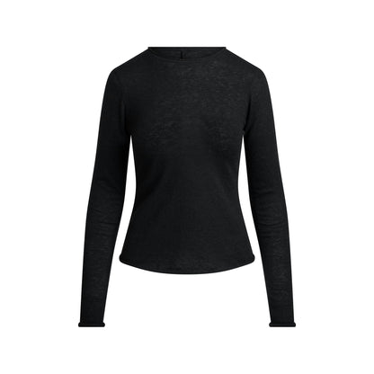 Skims Featherweight Cashmere Long Sleeve Top Onyx