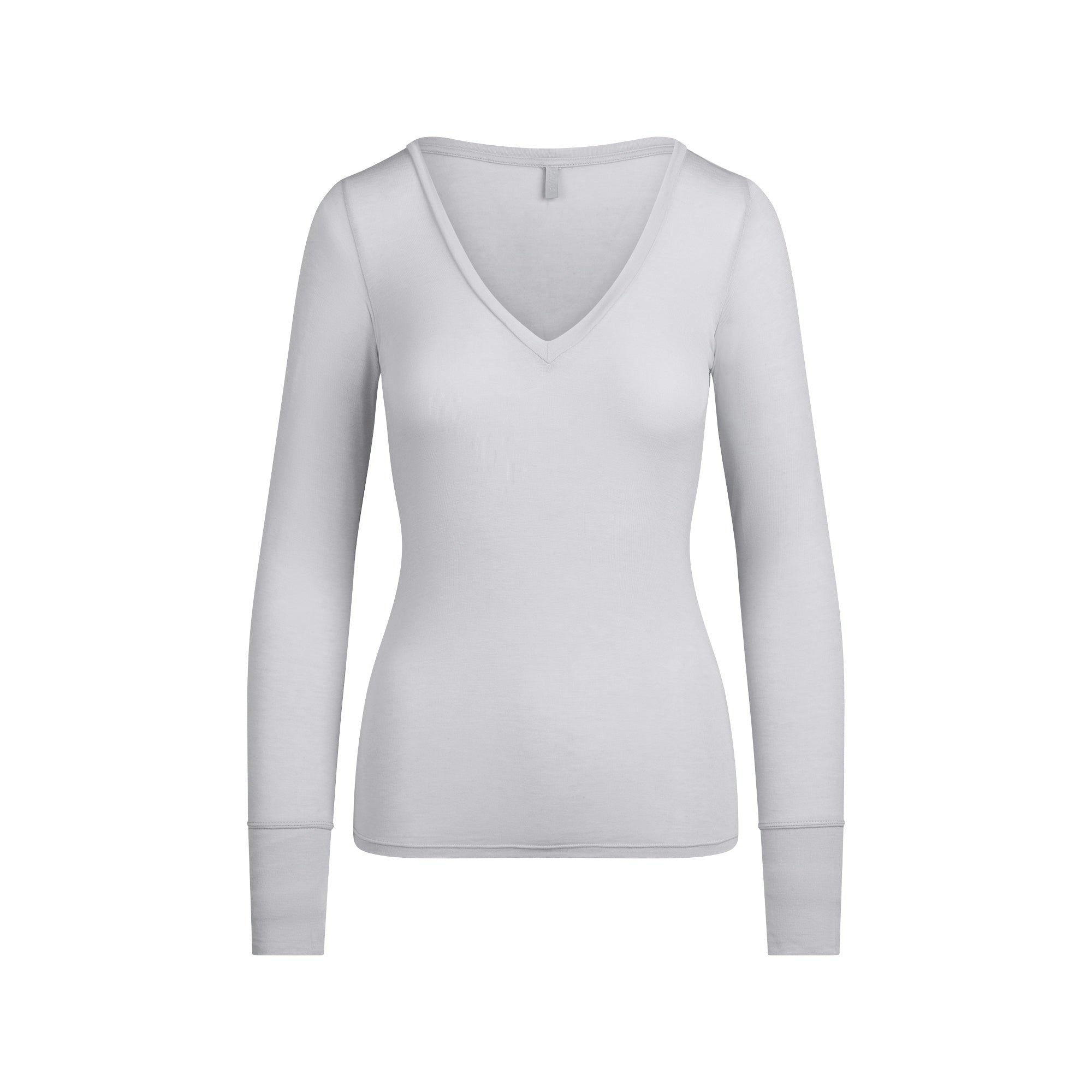 Skims Sheer Modal Long Sleeve V Neck Mist