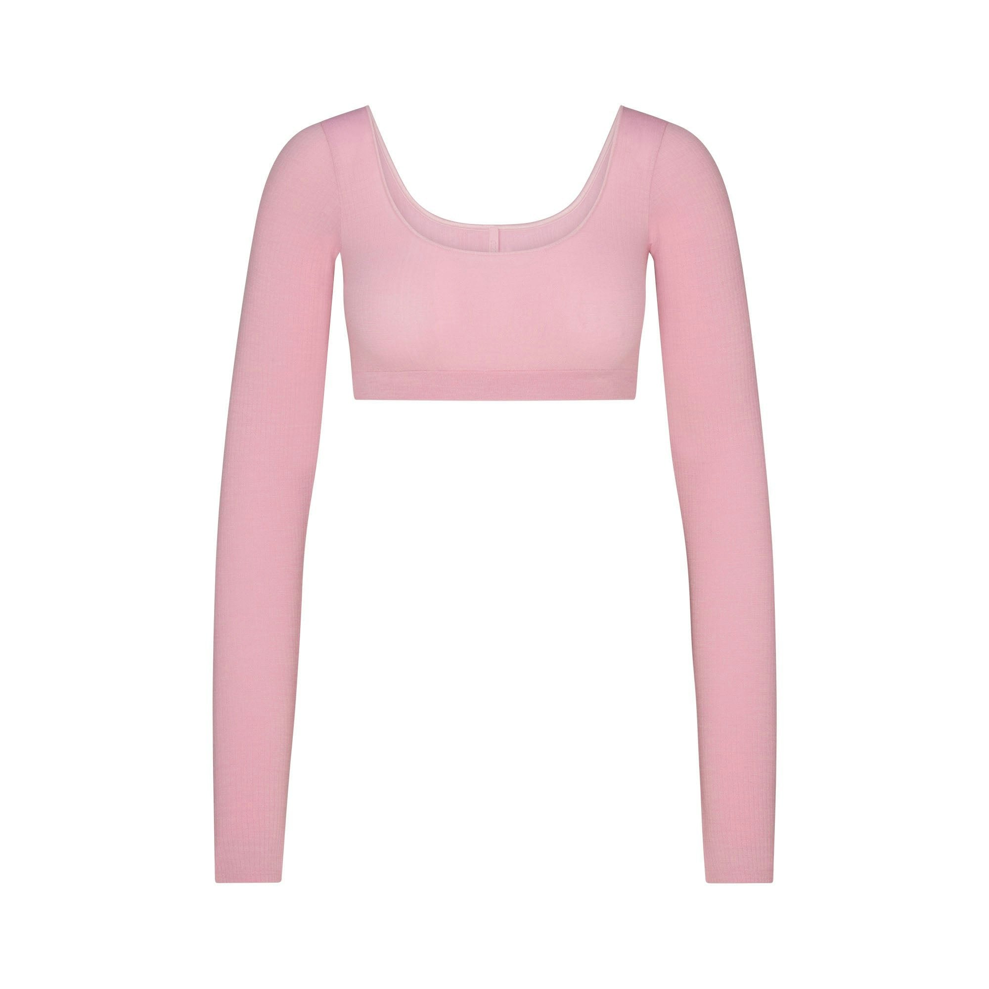 Skims Wool Rib Long Sleeve Super Cropped Top Halite