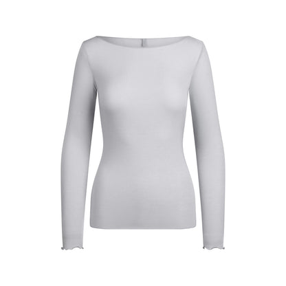 Skims Sheer Modal Long Sleeve Boatneck Top Mist