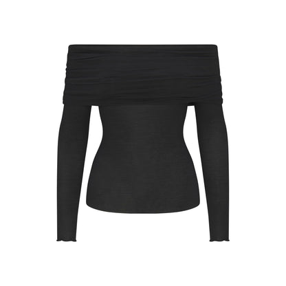 SHEER MODAL OFF THE SHOULDER TOP