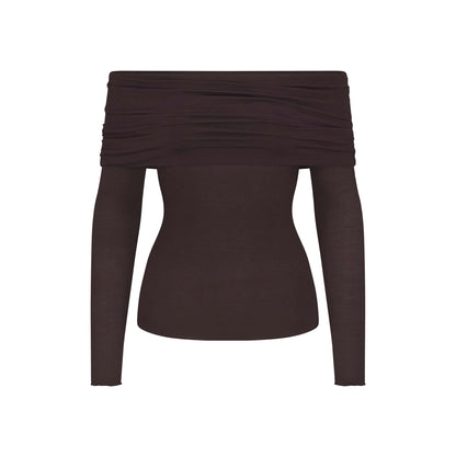 SHEER MODAL OFF THE SHOULDER TOP