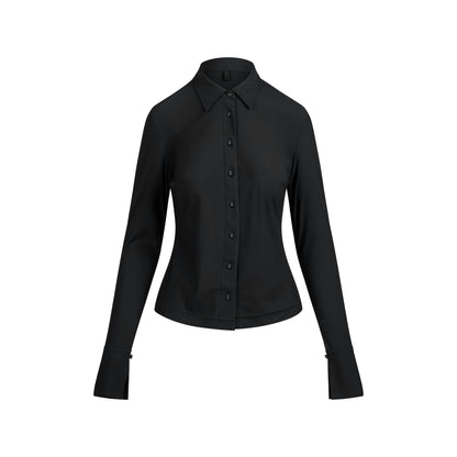 Skims Cling Matte Long Sleeve Button Up Obsidian