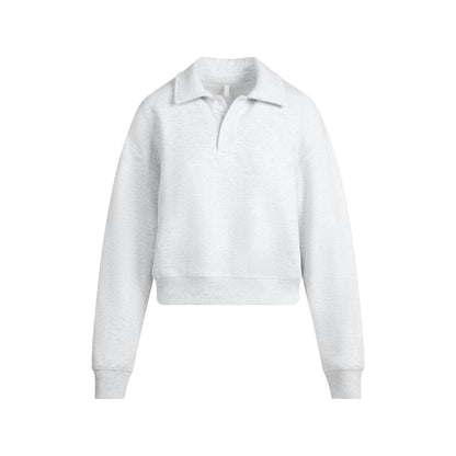 Skims Cotton Fleece Polo Sweatshirt Light Heather Grey