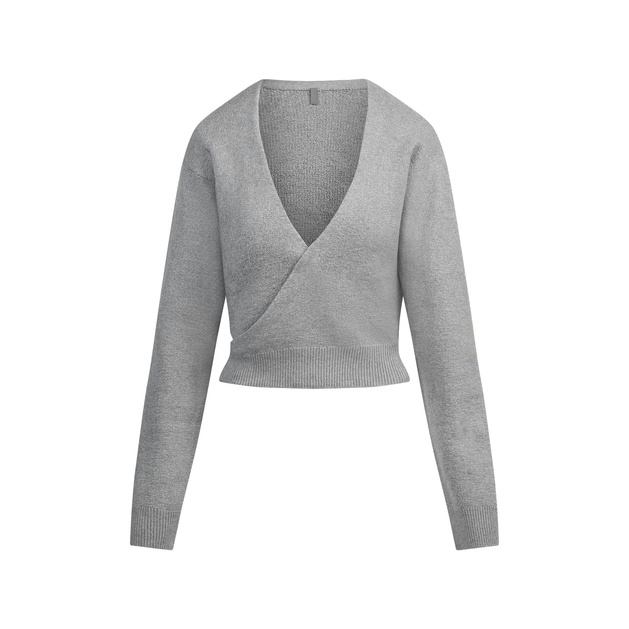 TEXTURED KNIT WRAP SWEATER