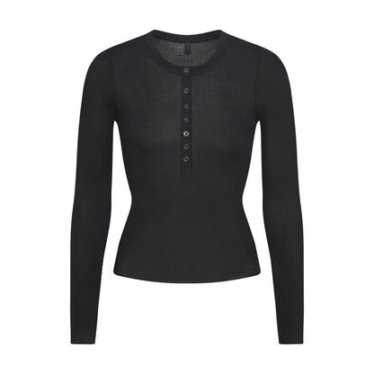 SHEER RIB LONG SLEEVE HENLEY