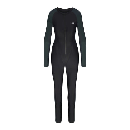 Skims Nikeskims Shine Zip Front Long Onesie Obsidian And Dark Teal