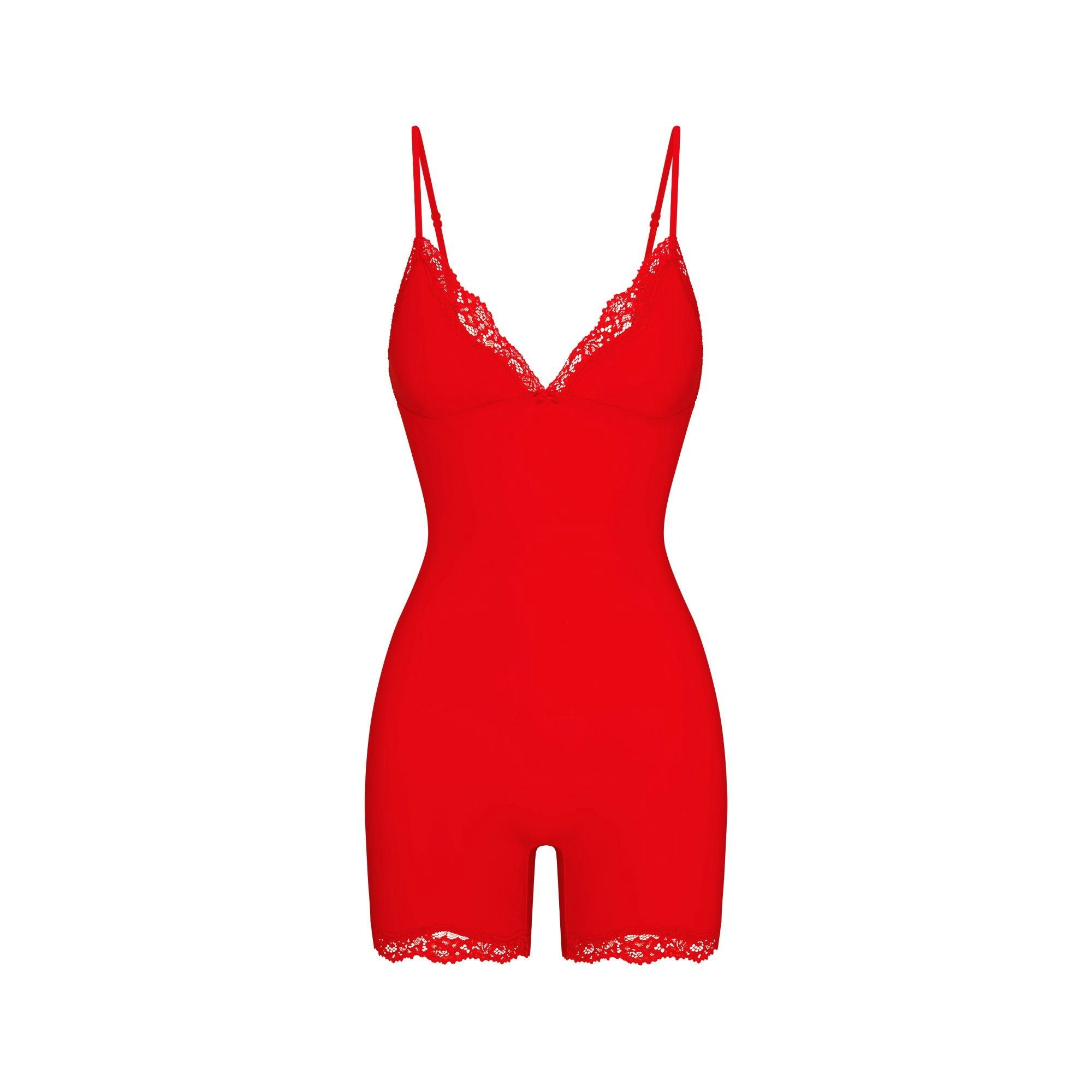 Skims Fits Everybody Lace Triangle Onesie Cayenne