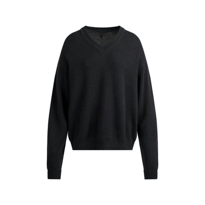 Skims Wool Cashmere Oversized V Neck Sweater Onyx