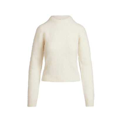 Skims Brushed Alpaca Crewneck Sweater Egret