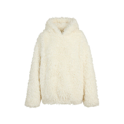 Skims Faux Fur Hoodie Egret