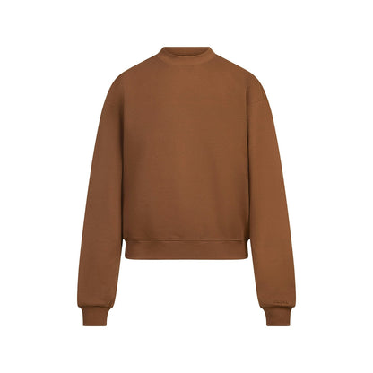 Skims Cotton Fleece Classic Crewneck Bison