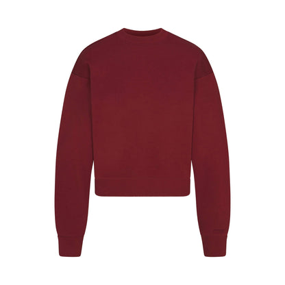 Skims Cotton Fleece Classic Crewneck Merlot