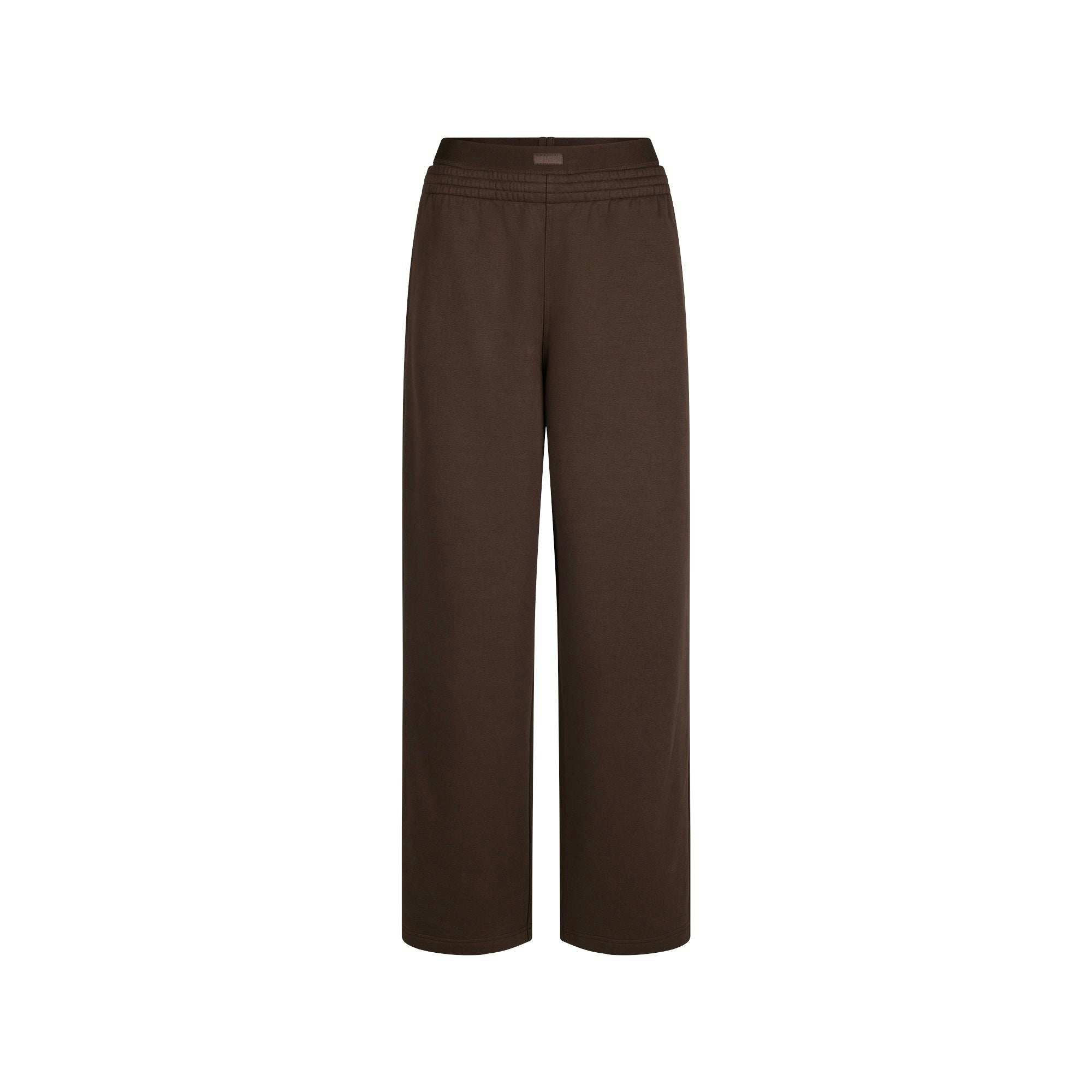 Skims Cotton Fleece Oversized Double Waistband Pant Dark Sepia